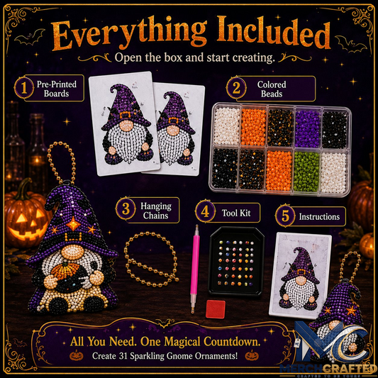 31-Day Halloween Diamond Art - DIY Gnome Ornament Countdown Kit Advent Calendar
