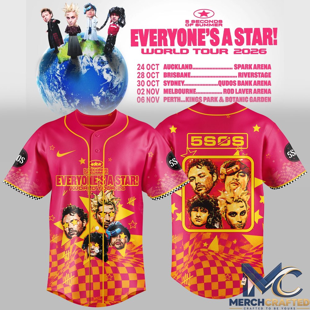 5 Seconds of Summer- EVERYONE’S A STAR! AUS & NZ Tour Exclusive Baseball Jersey