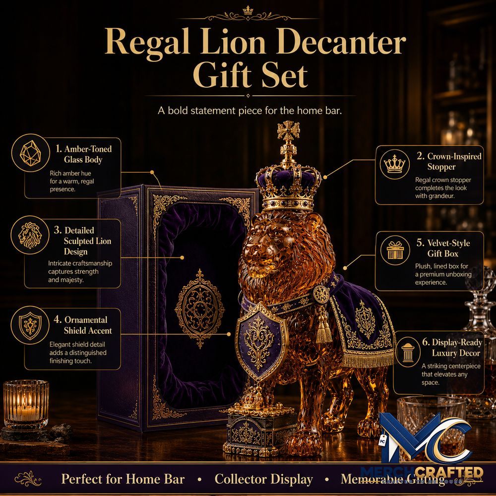 87th Anniversary Royal Lion Crown Style Collectible Decor Liquor Whiskey Bottle - Merch Crafted