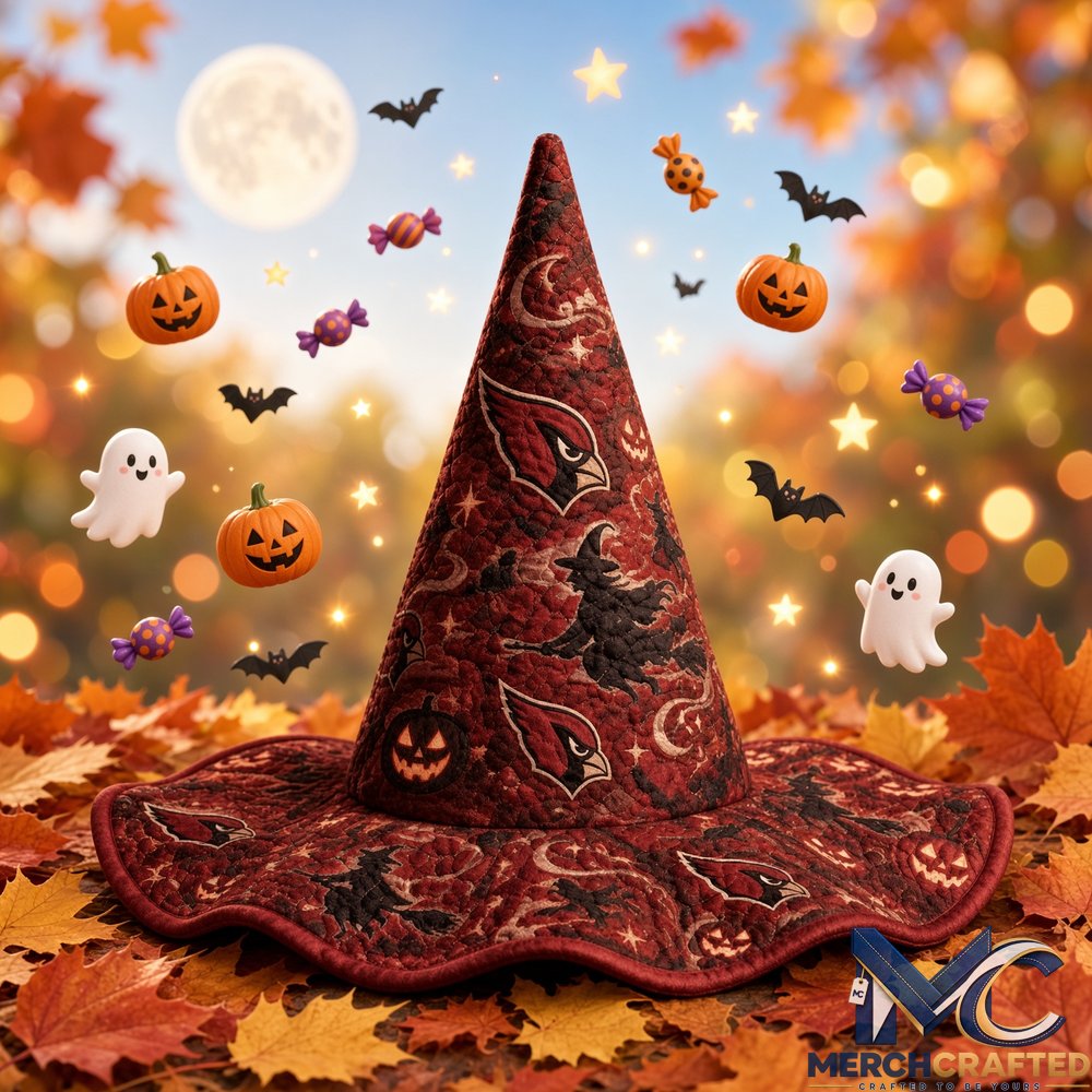 Arizona Cardinals Football Halloween 2026 Moon Pumpkin Quilted Witch Hat Red Costume Hat