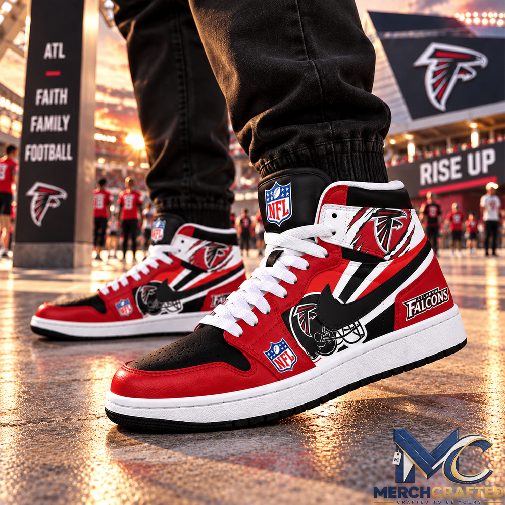 Atlanta Falcons Football Red Black High Top Sneakers Fan Shoes