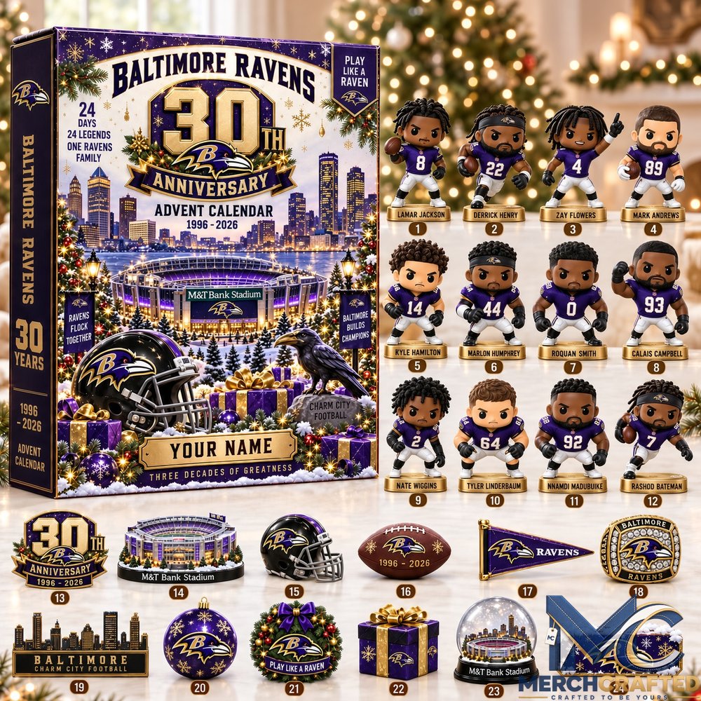 Baltimore Ravens x 30th Anniversary Advent Calendar 2026 24 Days 24 Legends Three Decades of Greatness Fan Gift