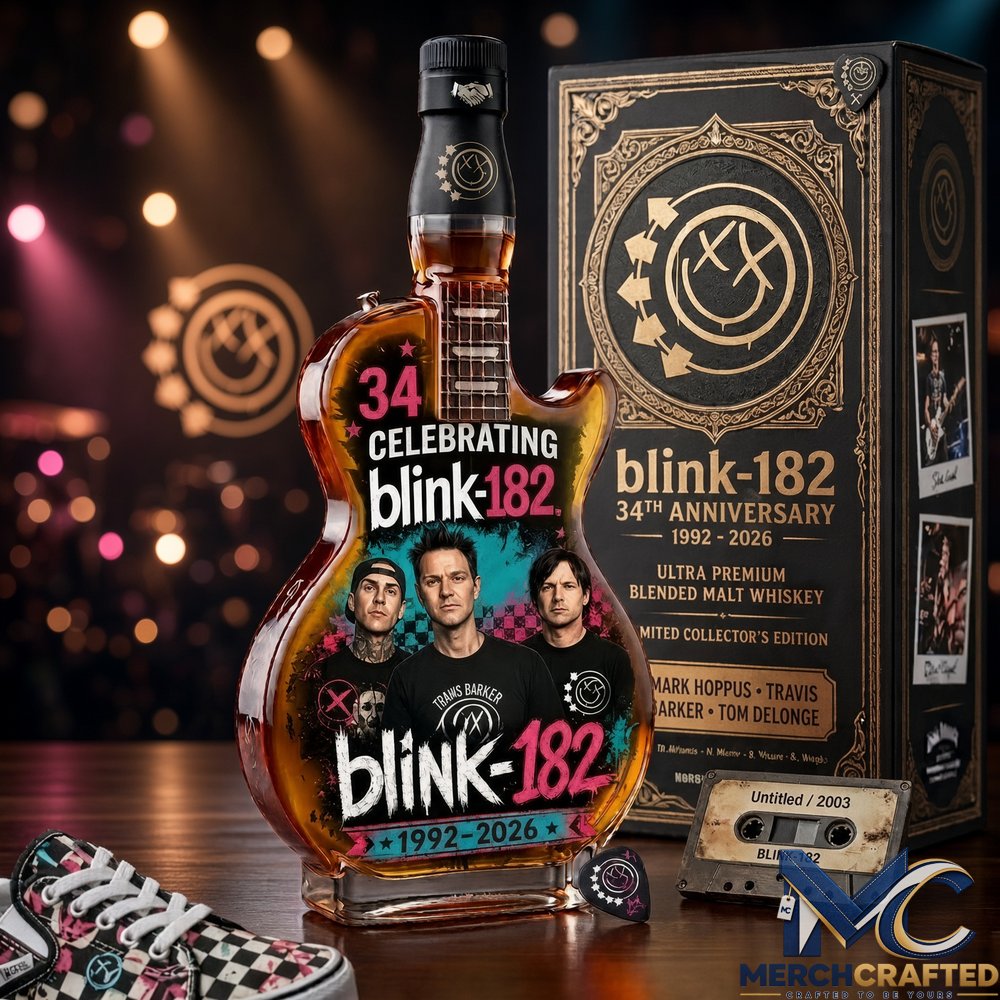 Blink-182 34th Anniversary Guitar Whiskey Decanter 1992β2026 Limited Edition