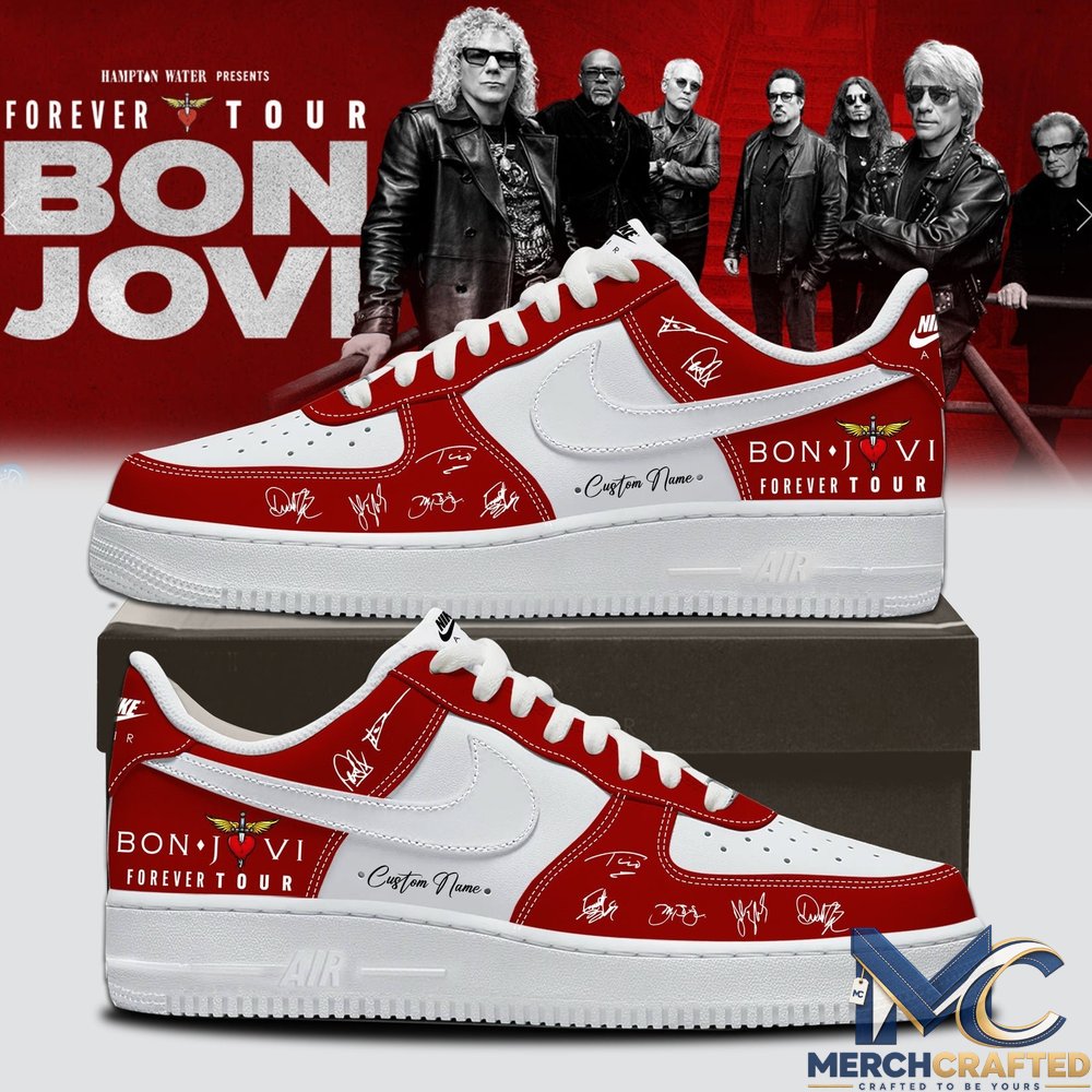 Bon Jovi Forever Tour Signature Collection Limited Edition AF1 Shoes – Red White