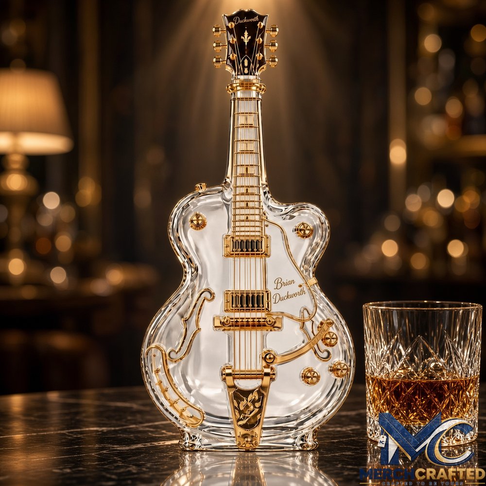 Brian Duckworth Nashville Tribute Crystal Guitar Whiskey Decanter