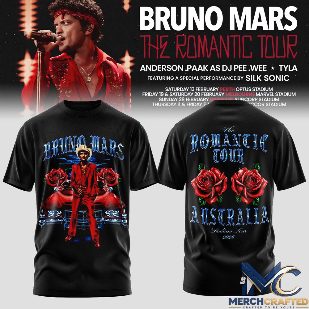 Bruno Mars The Romantic Tour 2027 Special 3D Shirt – Merch Crafted