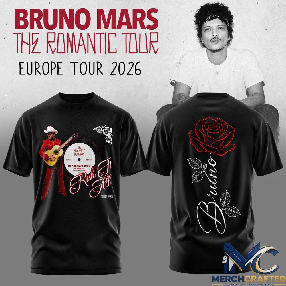 Bruno Mars – The Romantic Tour US & UK 2026 Limited Tshirt – Merch