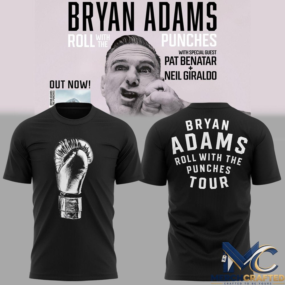 Bryan Adams Roll With The Punches Tour 2026 Boxing Glove Graphic T-Shirt