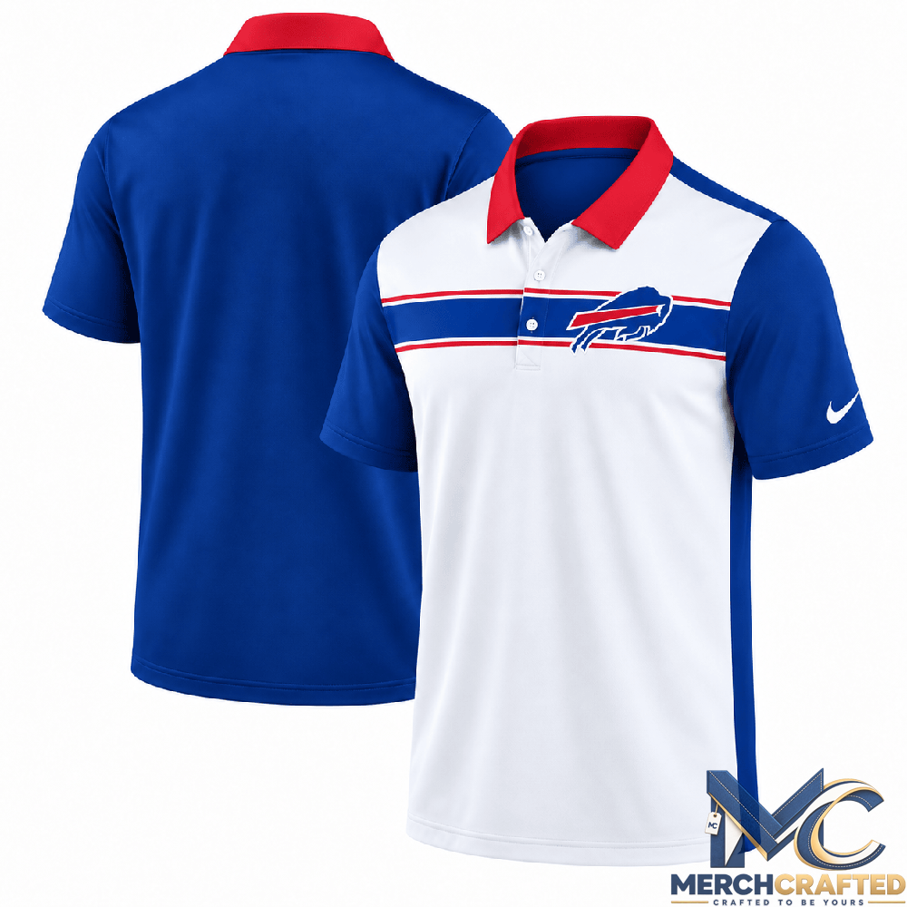 Buffalo Bills Classic Team Stripe White Blue Polo Shirt