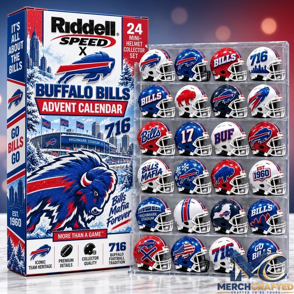 Buffalo Bills Mini Helmet Collector Advent Calendar 24 Piece Gift Set
