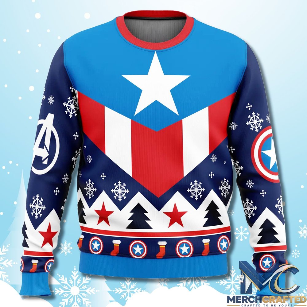 Captain America Costume Ugly Christmas Sweater