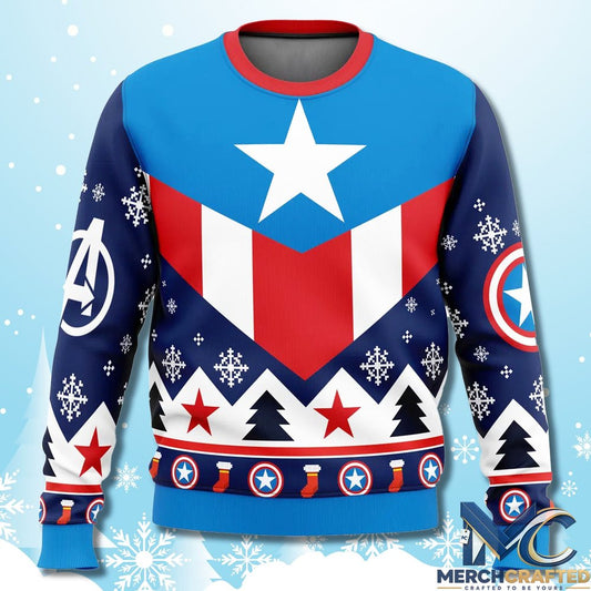 Captain America Costume Ugly Christmas Sweater