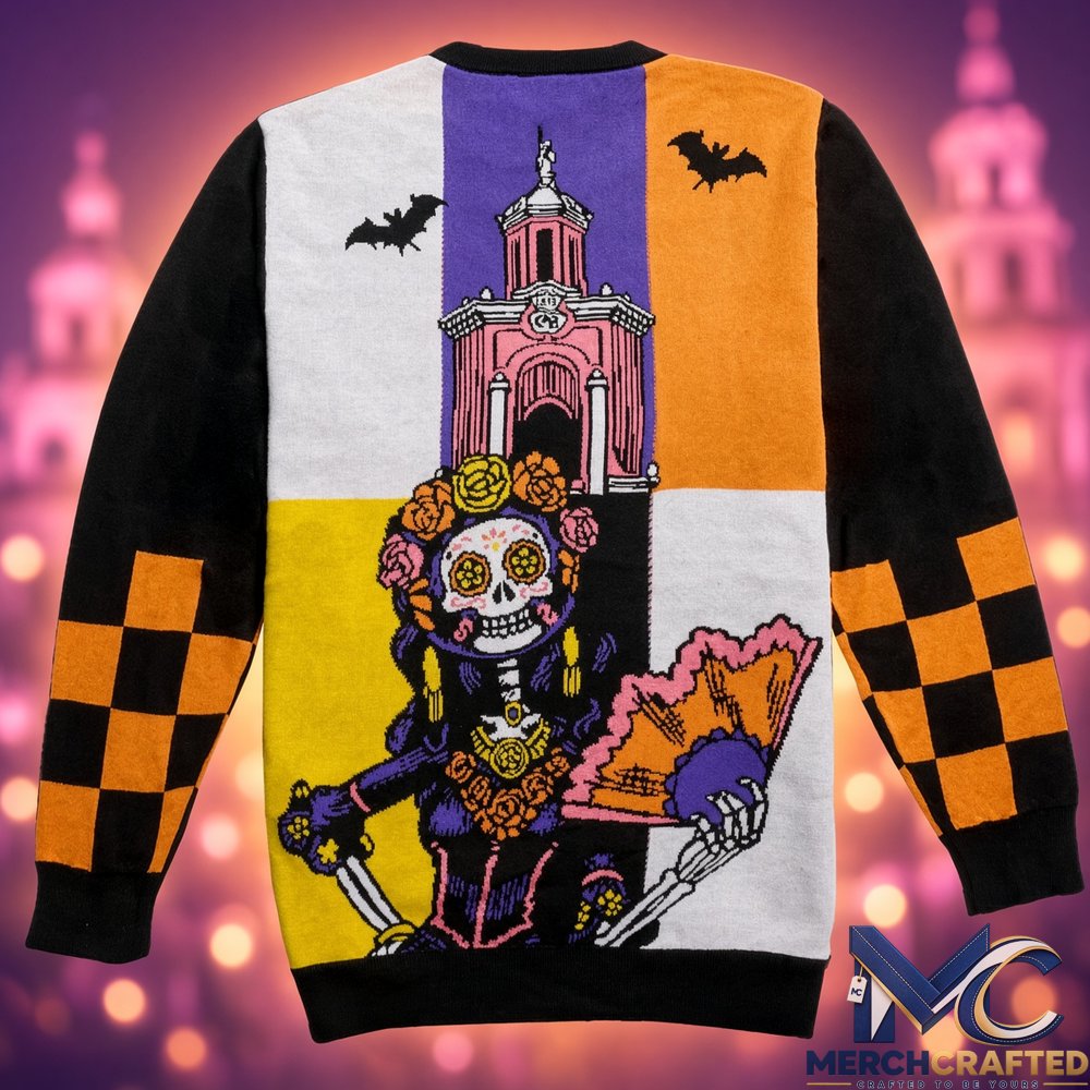 Casa Bonita Halloween Skeleton 2026 Ugly Sweater Sugar Skull Knit for Halloween Fans