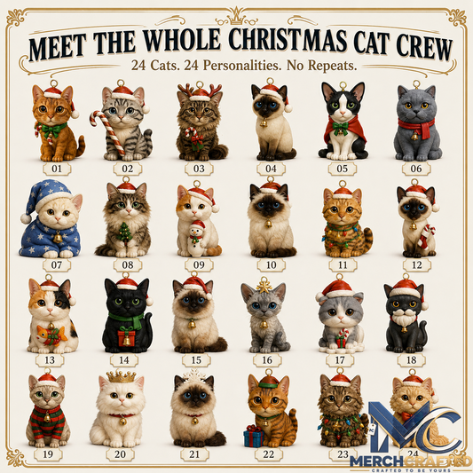 Cat 24 Figurine Christmas Advent Calendar - Gift For Cat Lovers