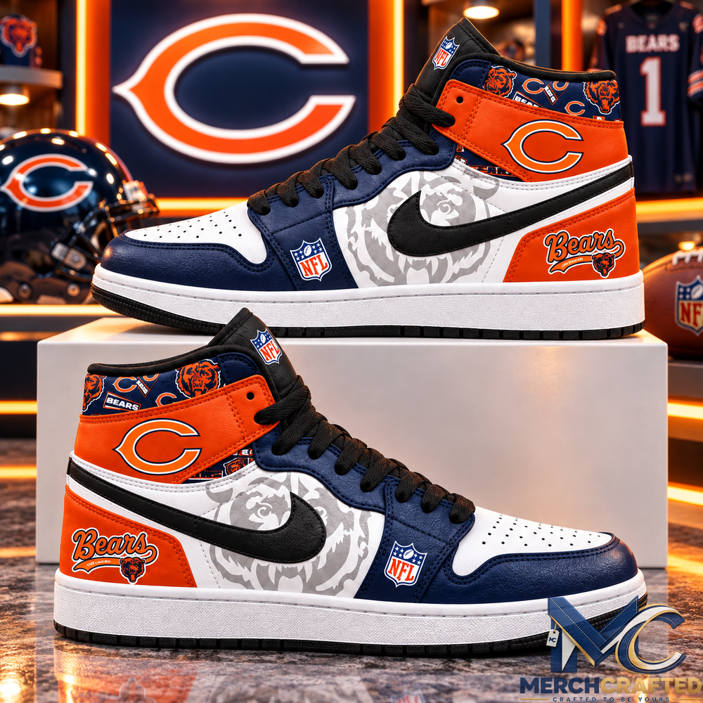 Chicago Bears Football Navy Orange High Top Shoes For Fans