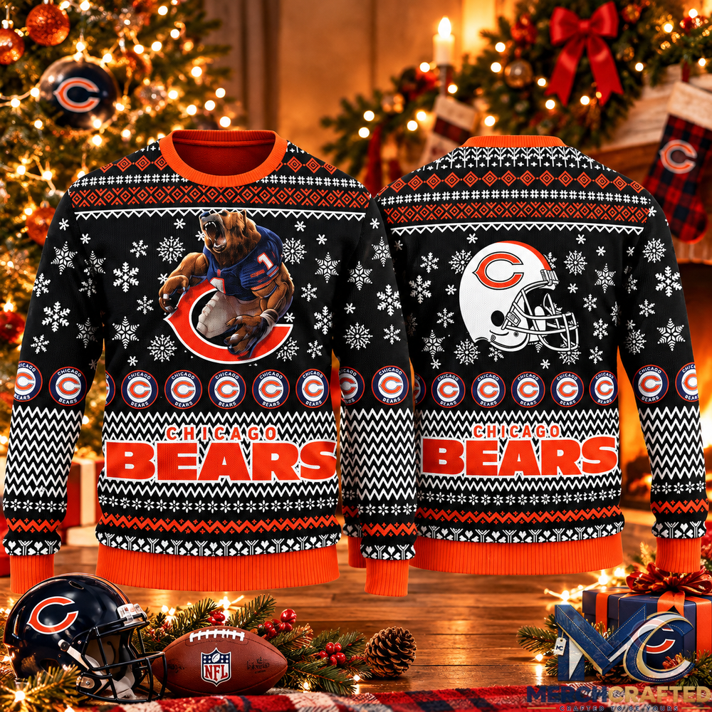 Chicago Bears Ugly Christmas Sweater Football Holiday Sweater for Men and Women