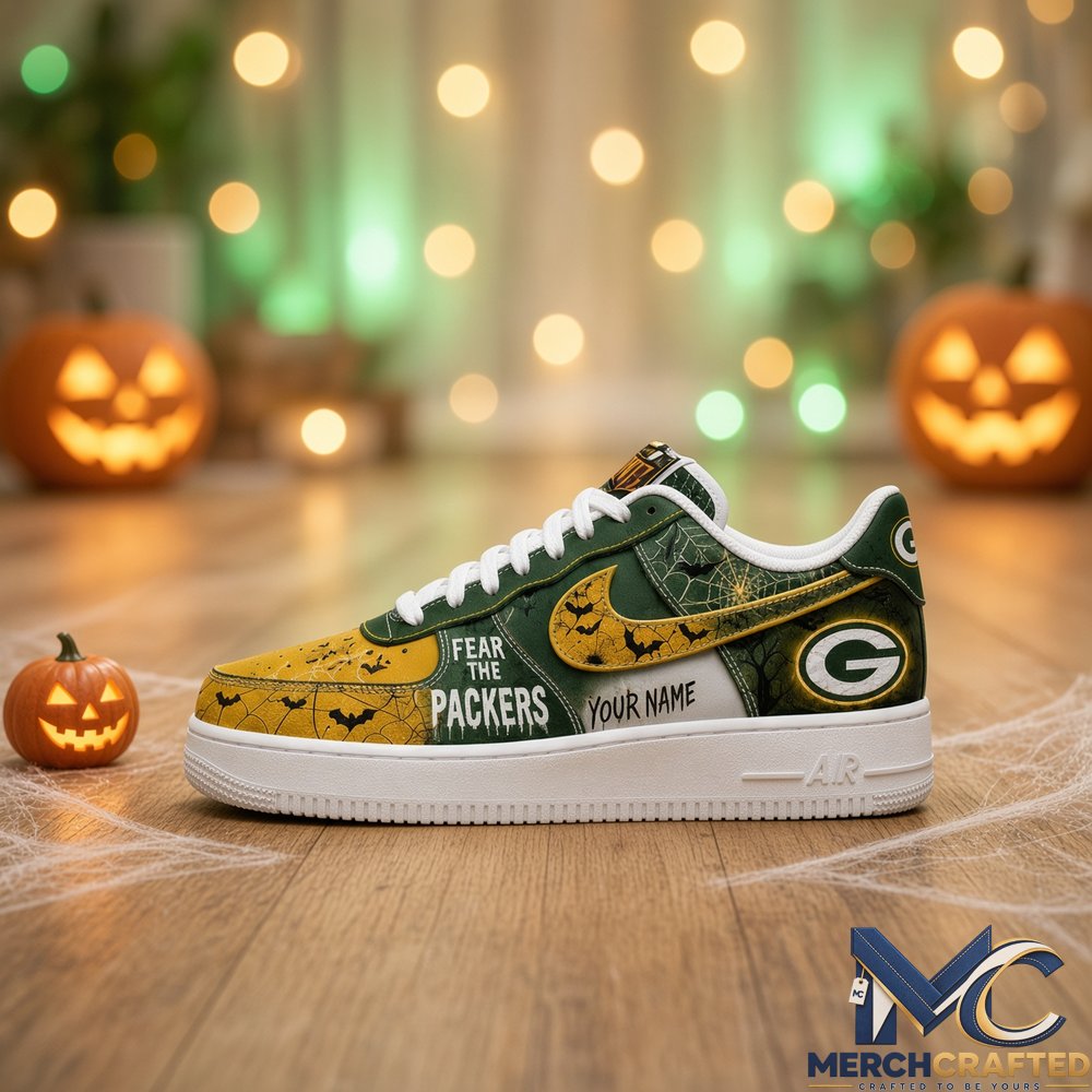 Custom Name Green Bay Packers Fear The Packers Halloween Sneakers