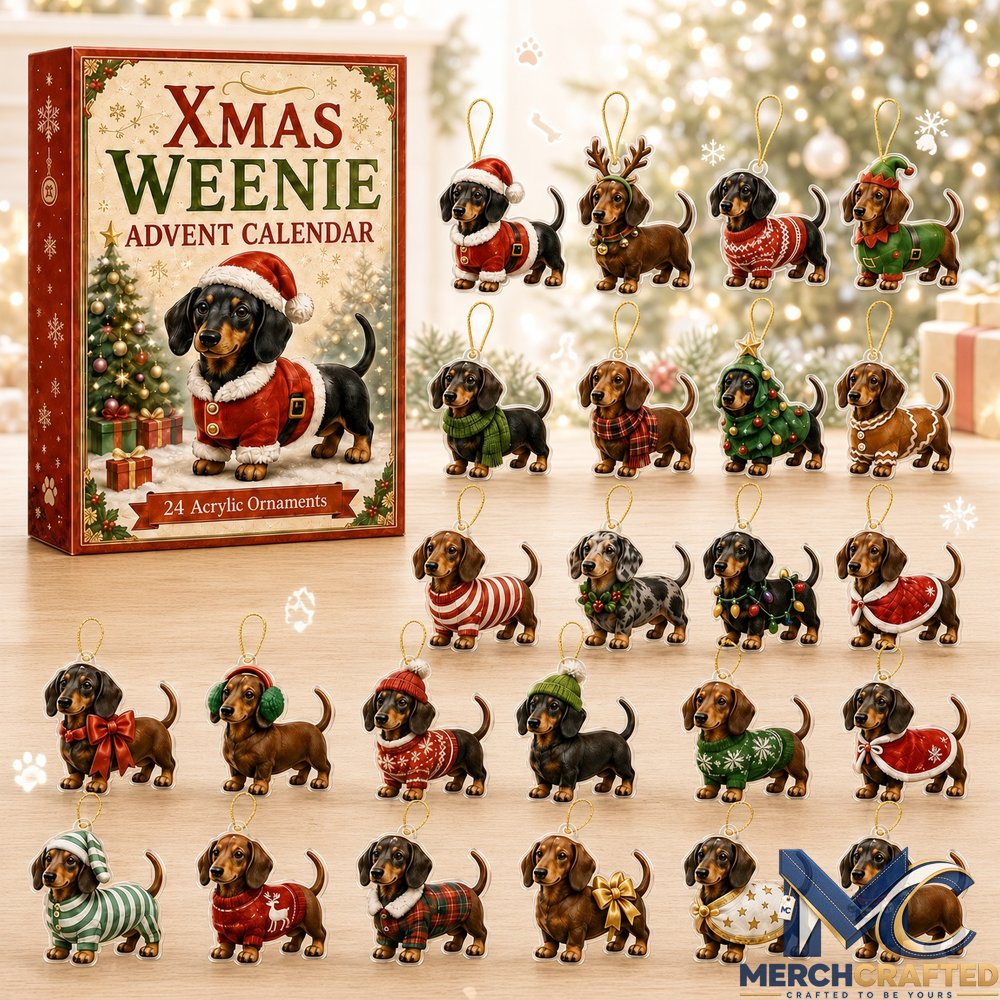 Dachshund Christmas Advent Calendar 2026 β 24 Acrylic Ornaments Xmas Weenie Gift