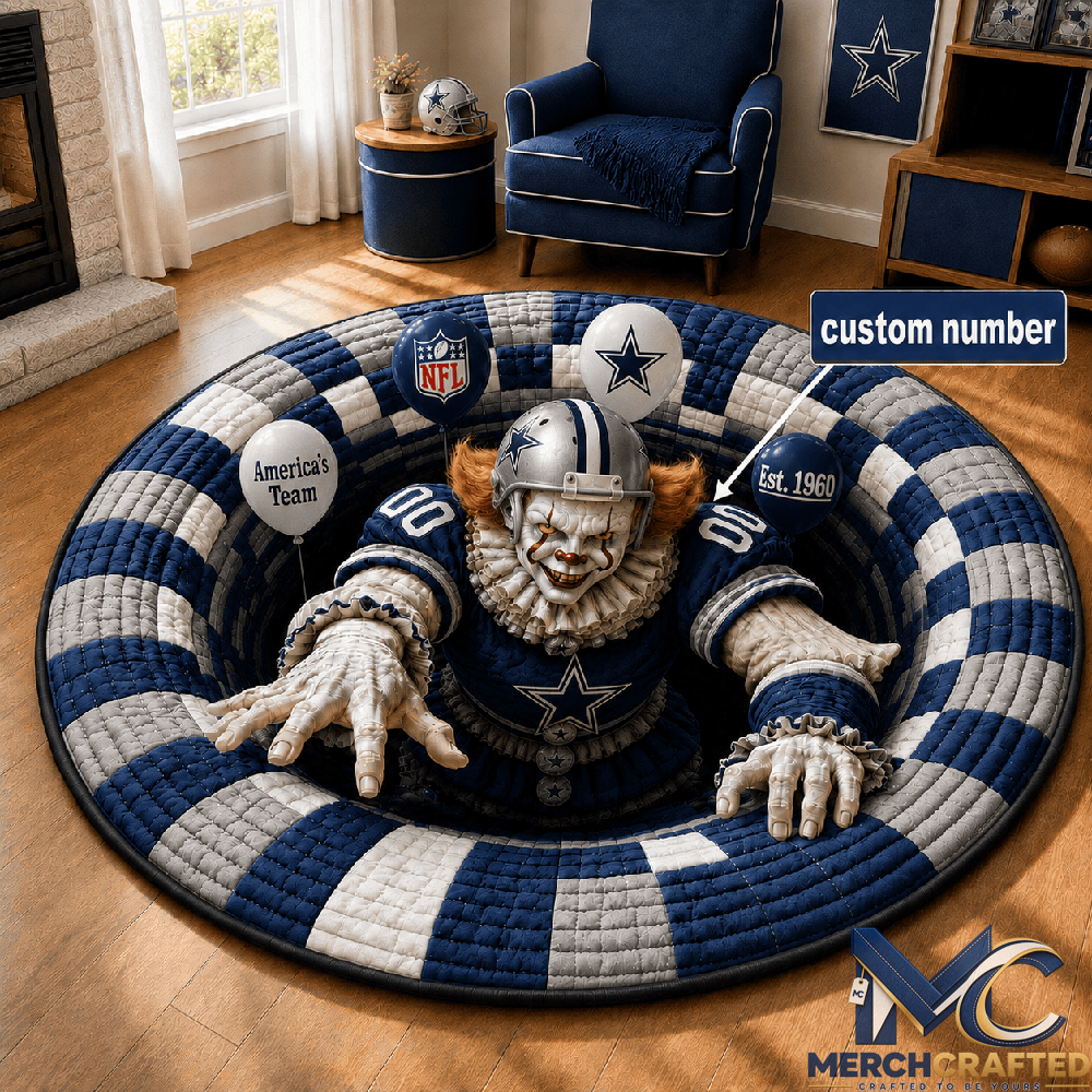 Dallas Cowboys x Pennywise 2026 Halloween Custom Number Special Quilted Round Rug