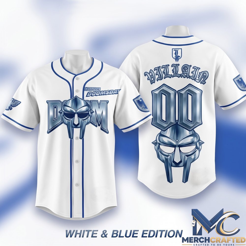 Dr Doom Doomsday Blue Baseball Jersey