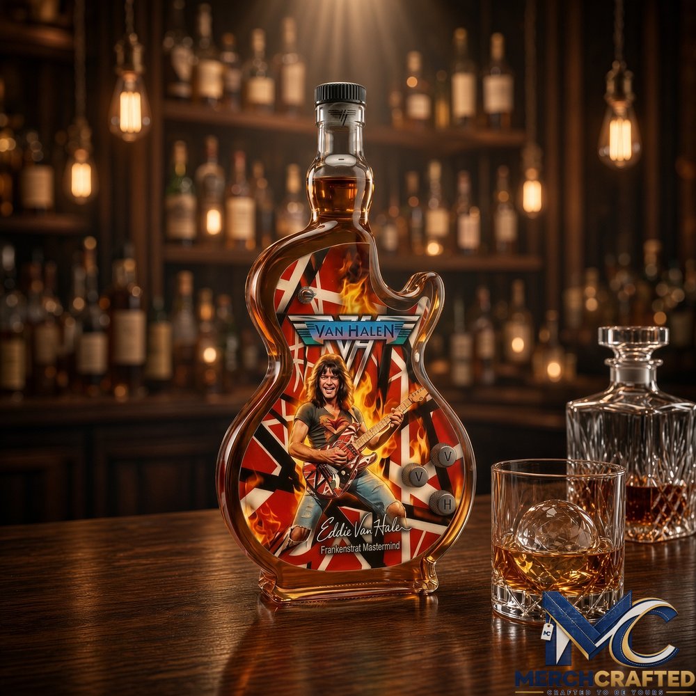 Eddie Van Halen Frankenstrat Guitar Whiskey Decanter β Rock Bar Gift Bottle