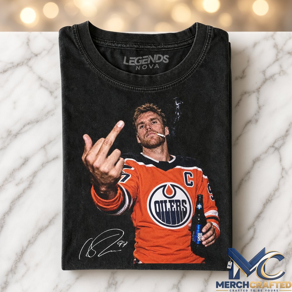 Edmonton Oilers x Connor McDavid Smoking Middle Finger Tee