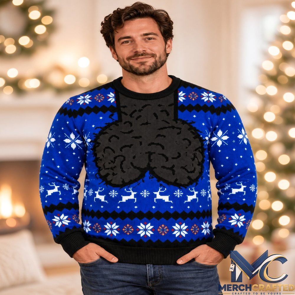 Funny Men’s Jingle Balls 2026 Blue Ugly Christmas Sweater Adult Humor Holiday Knit Sweater