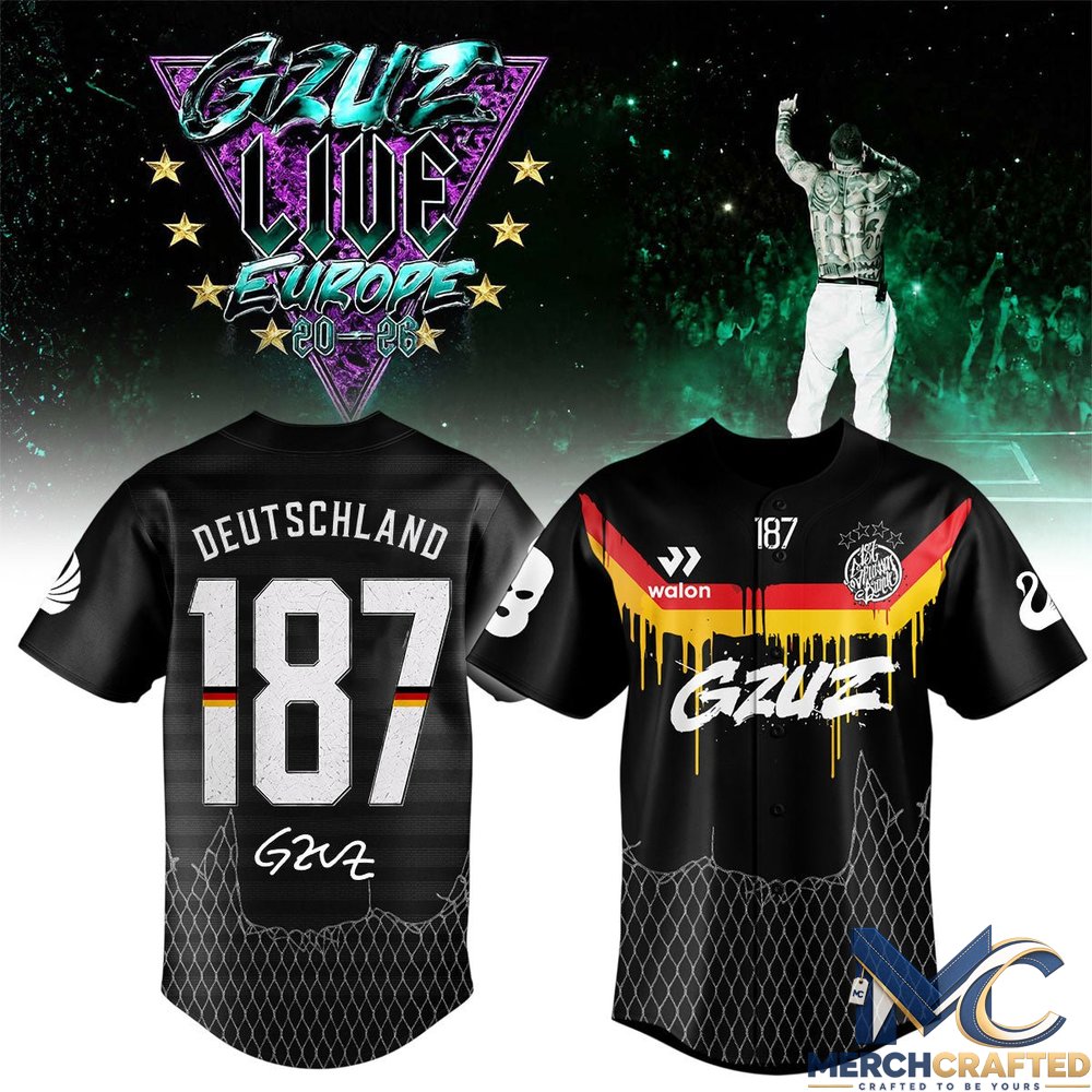 GZUZ Rapper Live Europe Tour 2026 Concert Baseball Jersey