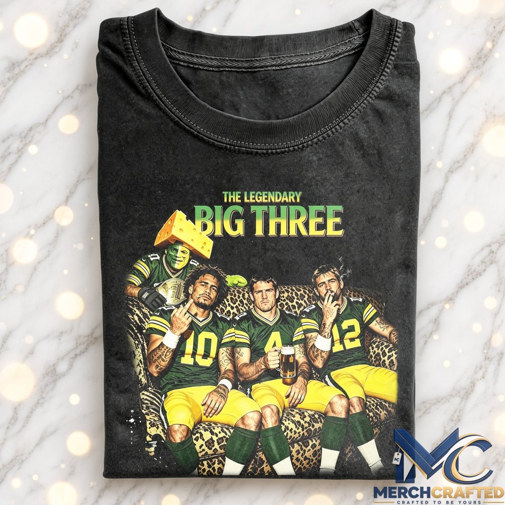 Green Bay Packers x Jordan Love x Brett Favre x Aaron Rodgers Big Three Tee