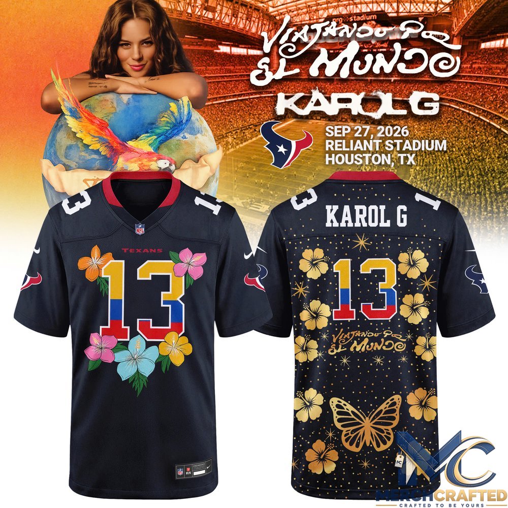 Houston Texans x Karol G Viajando Por El Mundo Tropitour 2026 Football Jersey