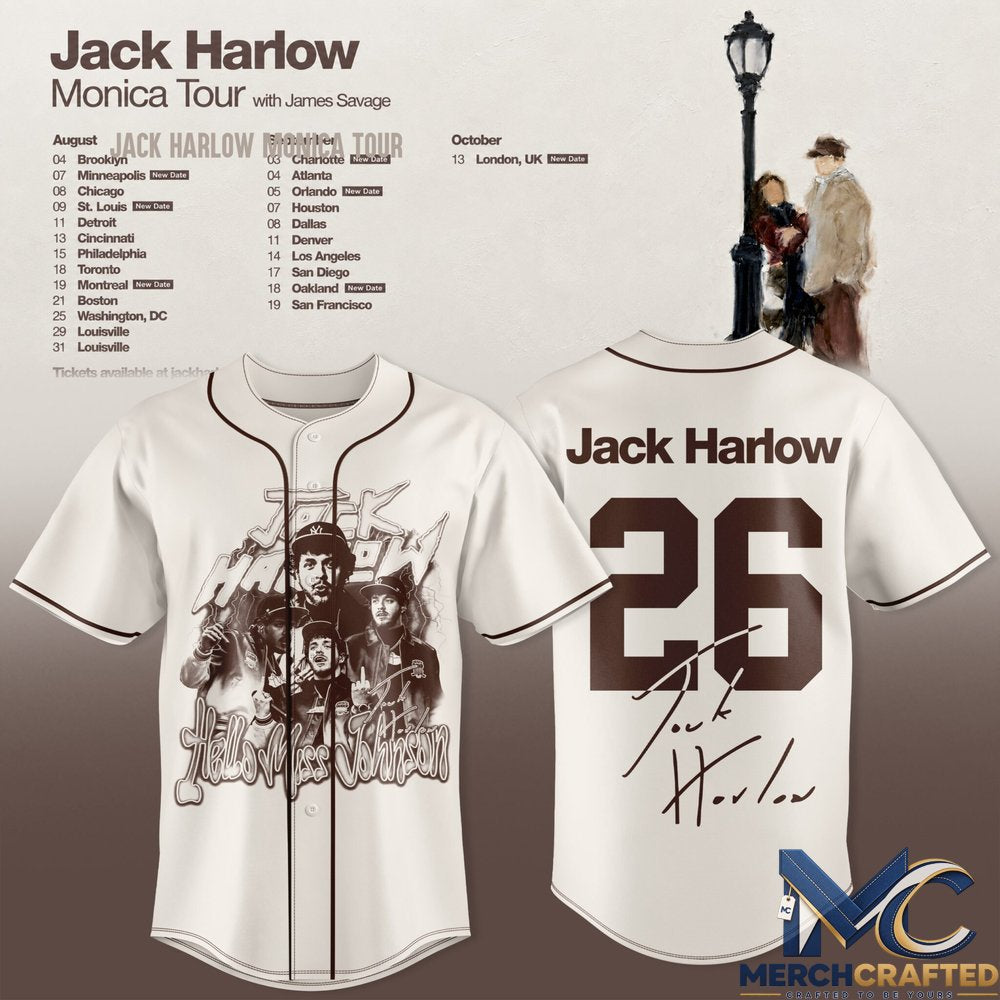 Jack Harlow Monica Tour Baseball Jersey