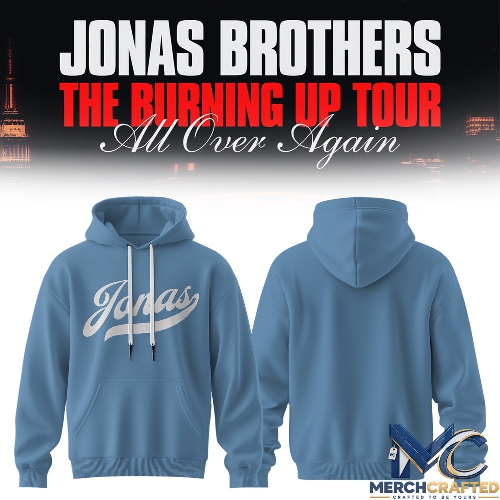 Jonas Baseball Script Hoodie – Steel Blue Cursive Design