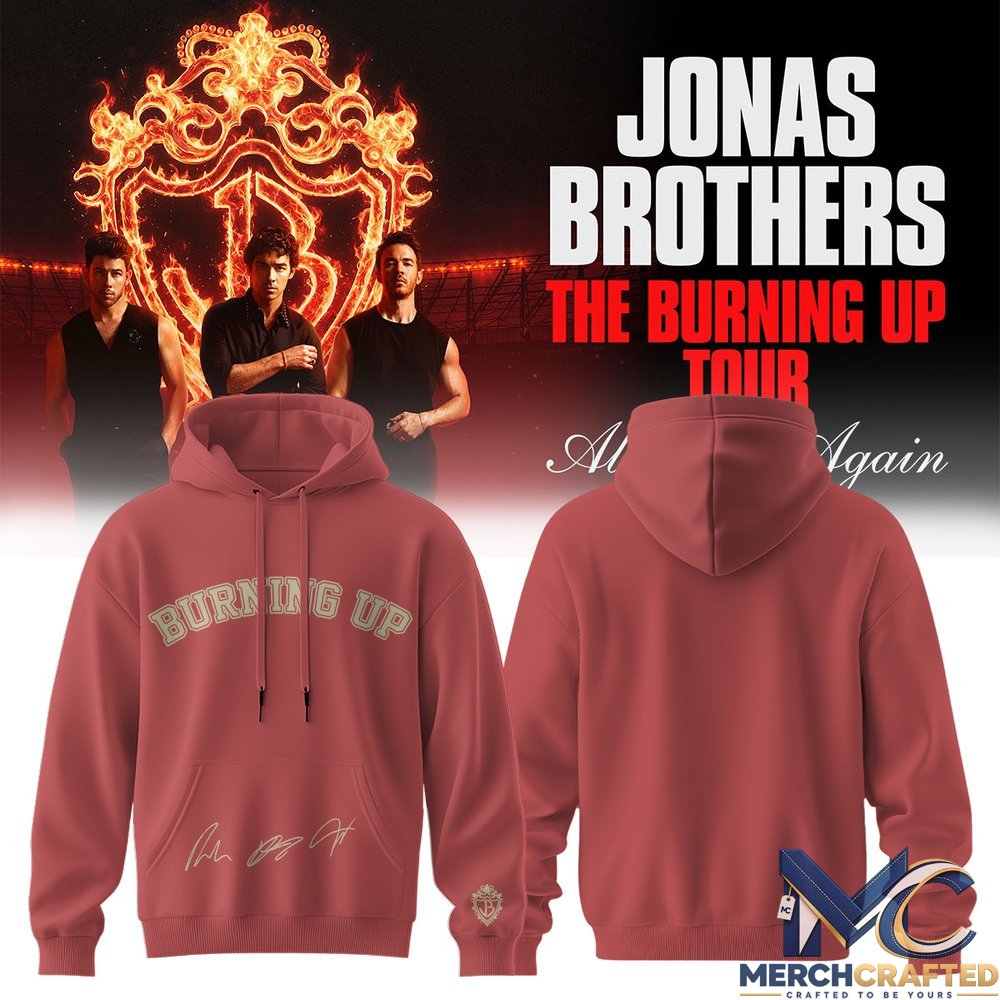Jonas Brothers Arch Varsity Hoodie – Dusty Rose Collegiate Design