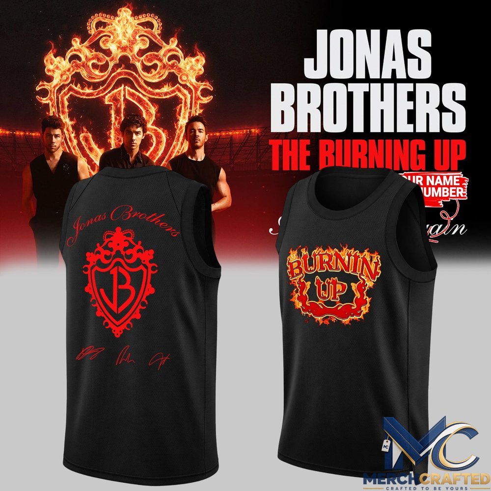 Jonas Brothers Monogram Crest Basketball Jersey – Burning Up Tour Vintage Design