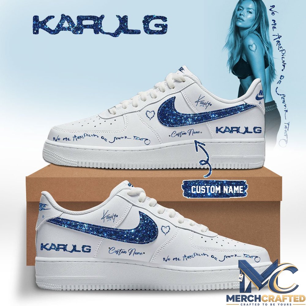 KaRol G Album “No Me Arrepiento De Sentir Tanto” Glitter Blue Personalized Air Force 1