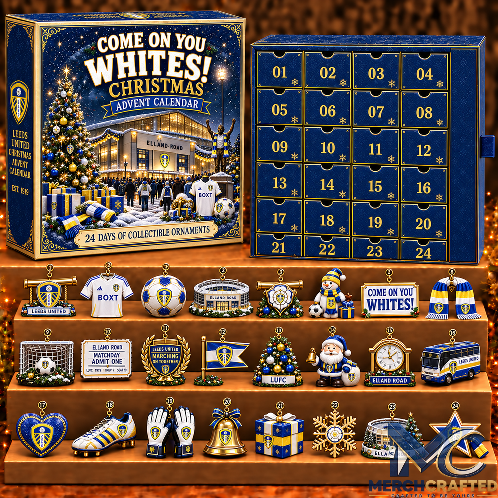 Leeds United FC Christmas Advent Calendar 24 Days Collectible Ornaments Football Fan Gift Set