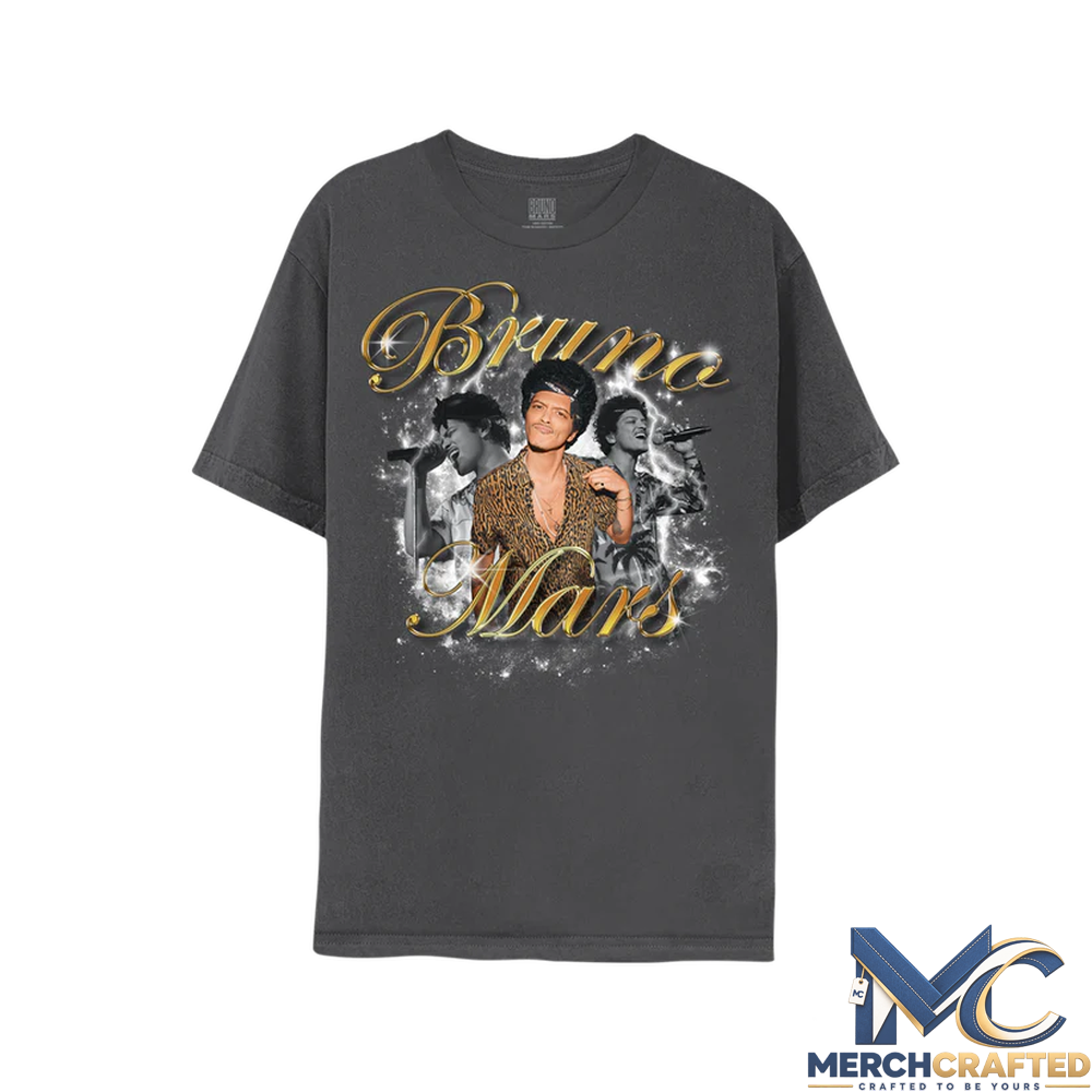 Limited Edition Bruno Mars Graphic T-Shirt – Vintage Washed Gold Logo