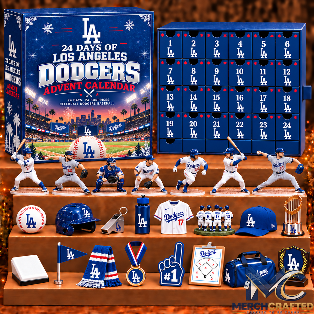 Los Angeles Dodgers MLB 24 Day Christmas Advent Calendar Baseball Player Figures and Fan Collectibles Gift Set