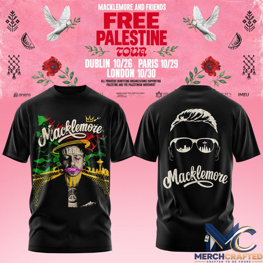 Macklemore and Friends Free Palestine Tour 2026 T-Shirt Concert Merch Tee