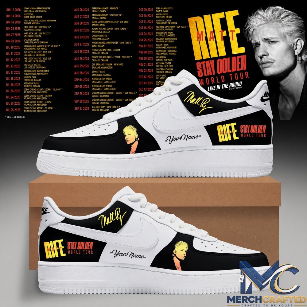 Matt Rife Stay Golden World Tour 2026 Custom Air Force 1 Shoes