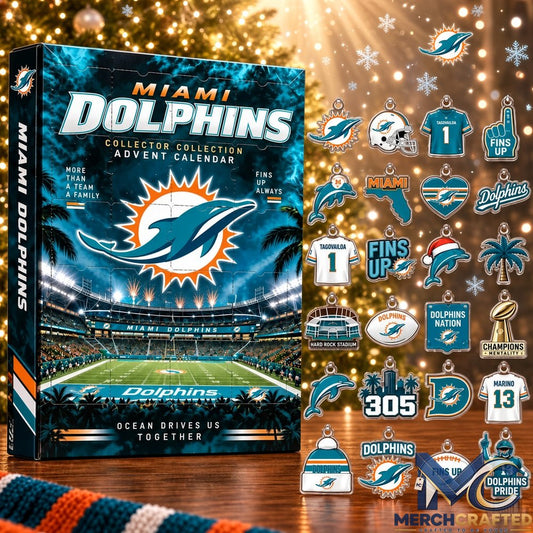 Miami Dolphins NFL Advent Calendar 2026 24 Days of Collectible Ornaments Christmas Gift for Football Fans
