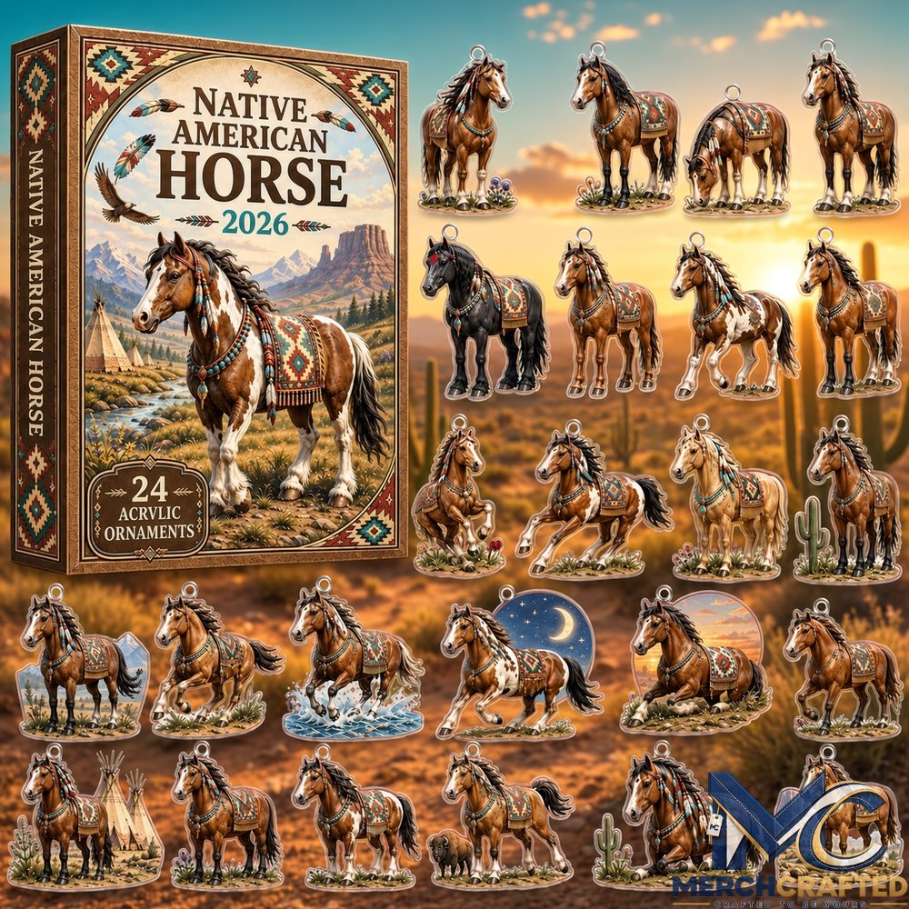 Native American Horse Advent Calendar 2026 24 Acrylic Horse Ornaments Gift Set