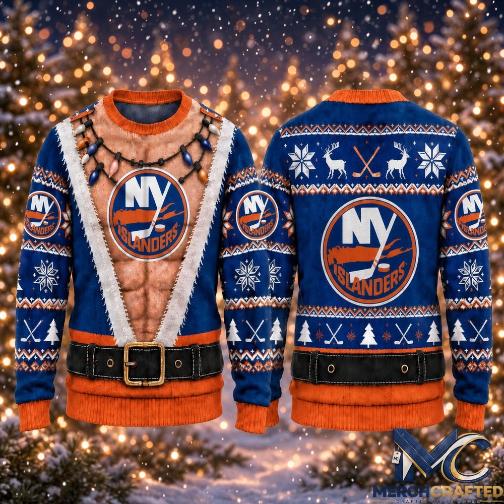New York Islanders Funny Body 2026 Ugly Christmas Sweater Hockey Christmas Graphic Sweater for Islanders Fans