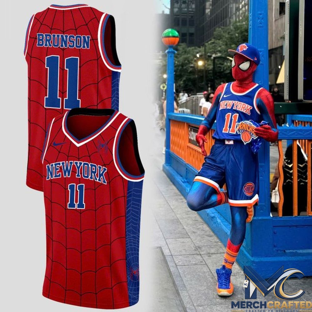 New York Knicks Jalen Brunson x Spider-Man Basketball Jersey