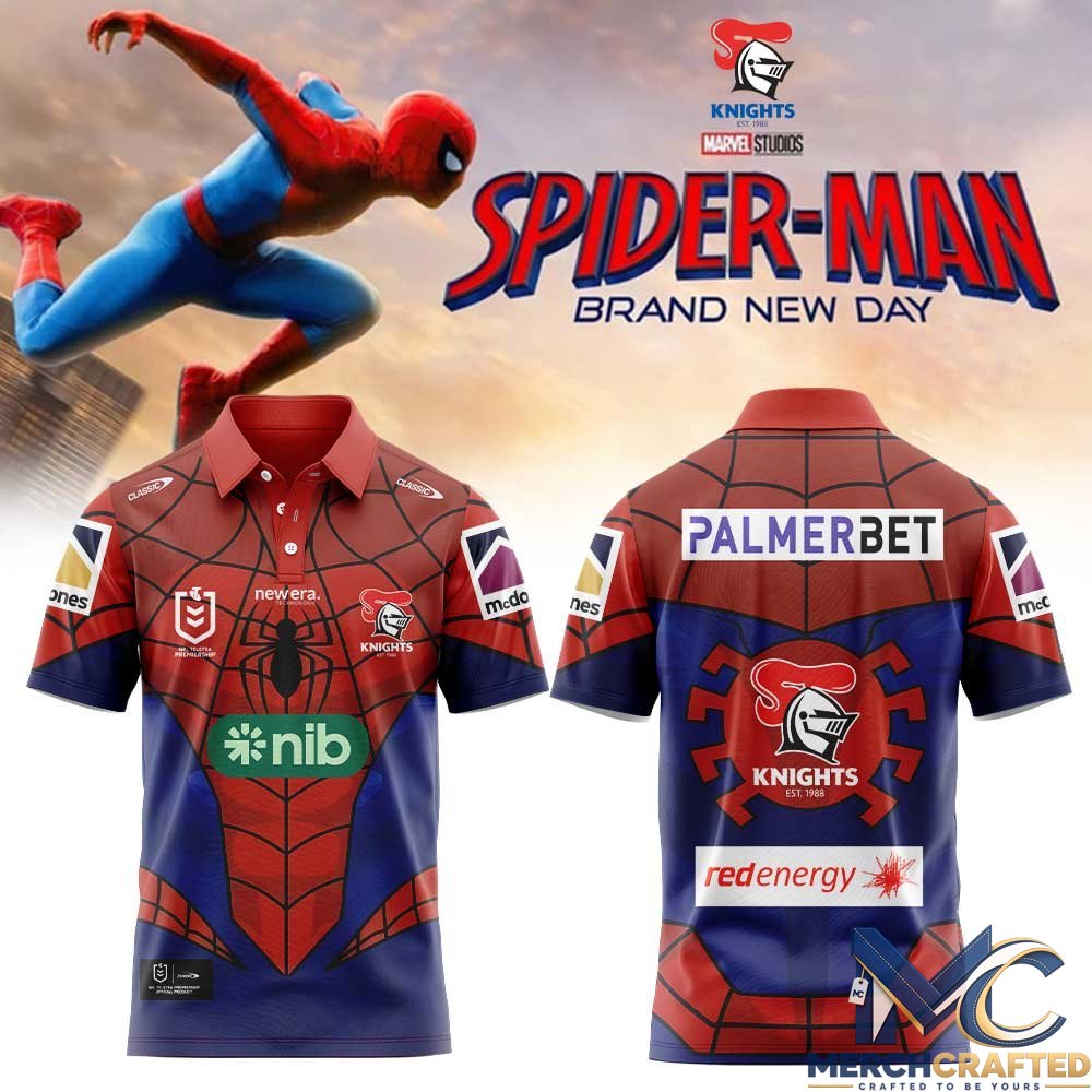 Newcastle Knights x Spider-Man 2026 Merch Special Polo Shirt