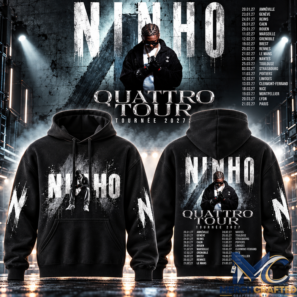 Ninho Quattro Tour 2027 Black Graphic Hoodie