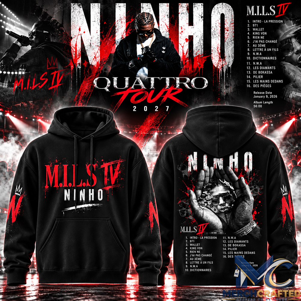 Ninho Quattro Tour 2027 MILS IV Black Rap Hoodie