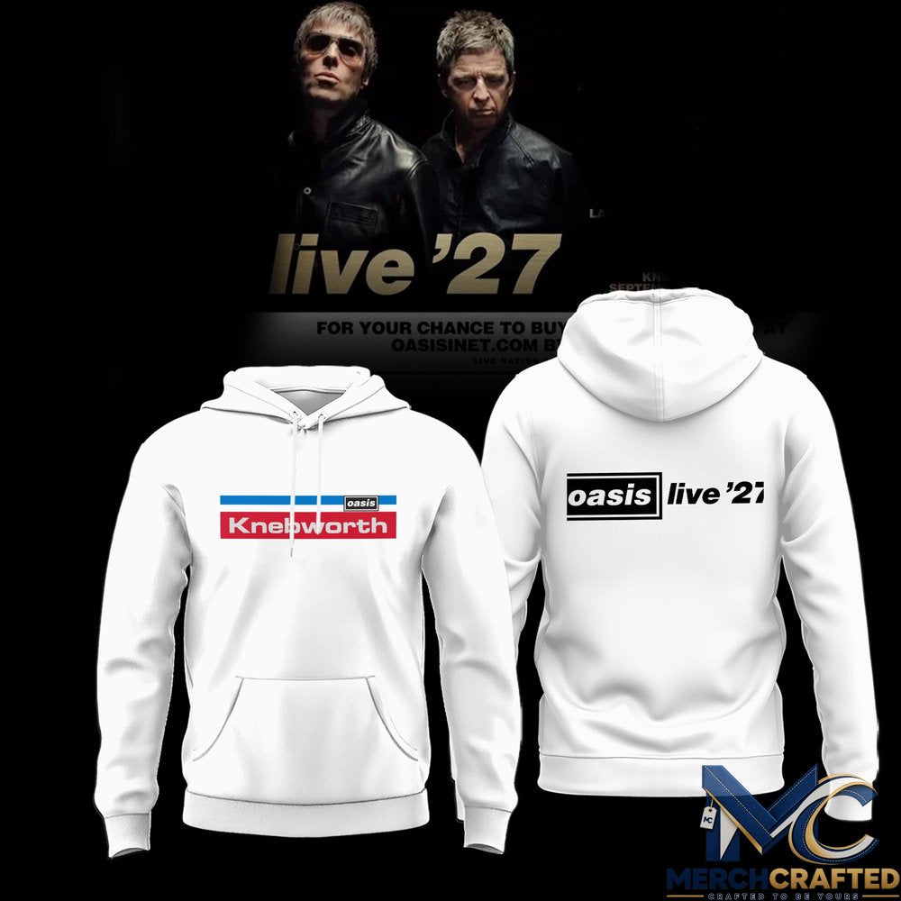 Oasis Live 2027 Knebworth White Special Hoodie