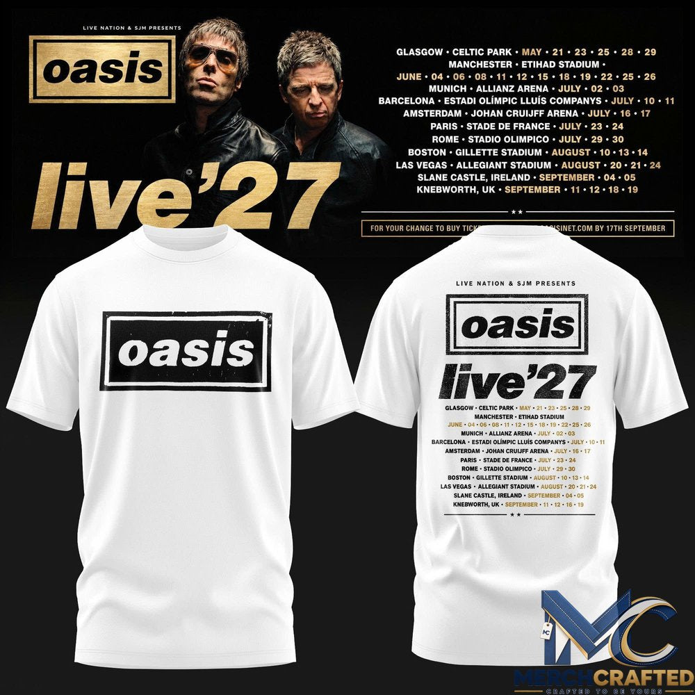 Oasis Live 27 World Tour White T Shirt