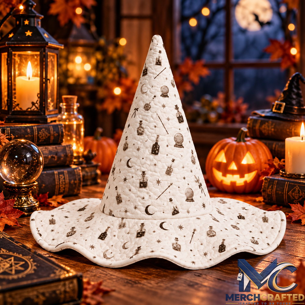 Pastel Moon Potion Magic Quilted Witch Hat Halloween Costume Accessory